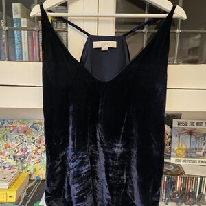LOFT Midnight Blue Velvet Racerback Tank, Sz XS